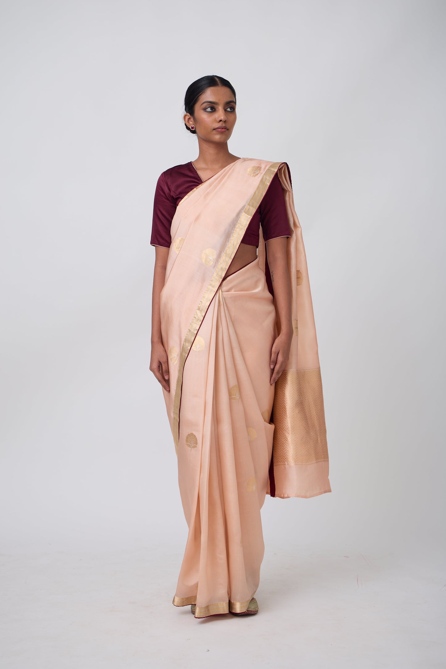 Booti - Peach Silk Saree