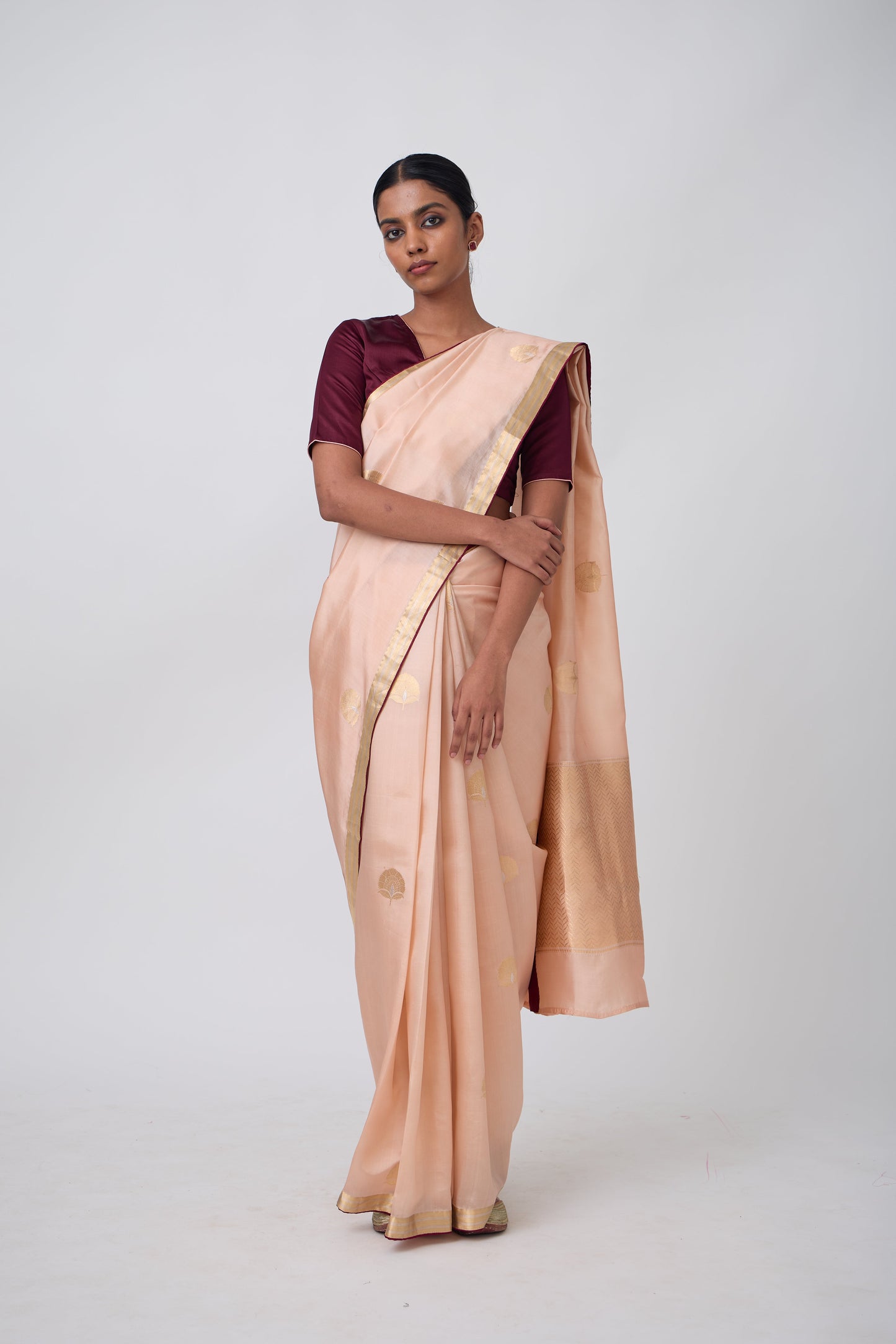 Booti - Peach Silk Saree