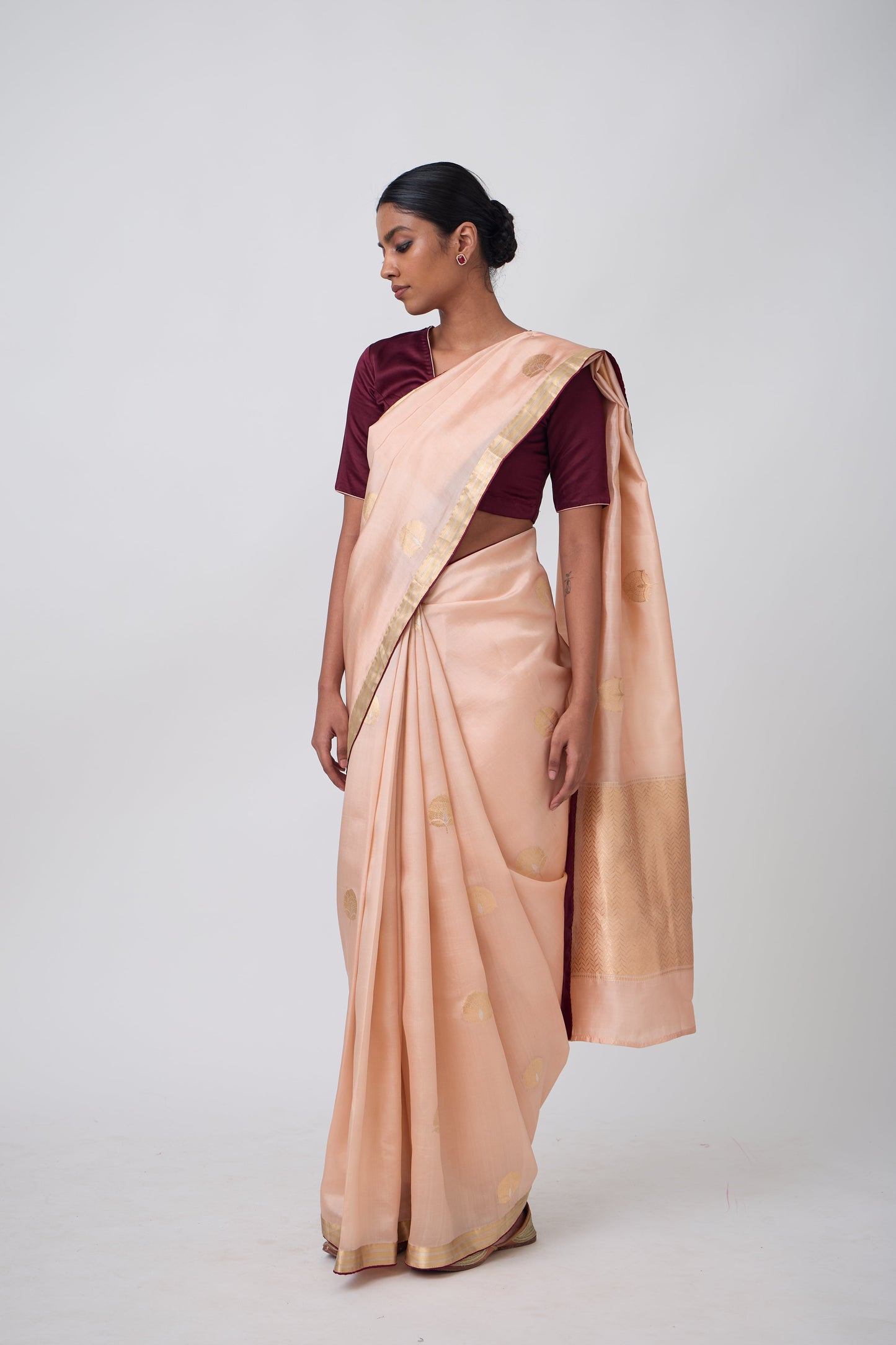 Booti - Peach Silk Saree