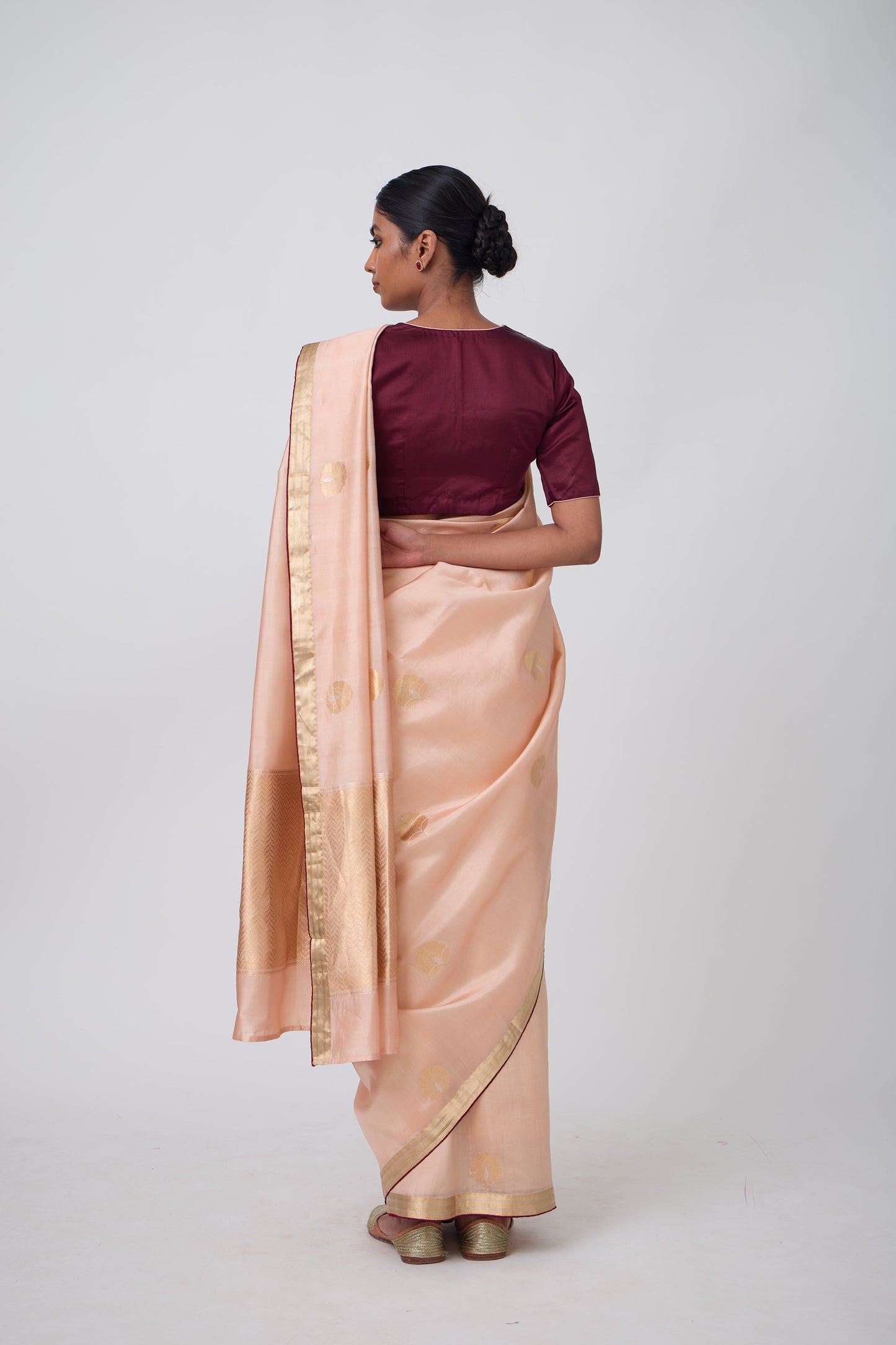 Booti - Peach Silk Saree