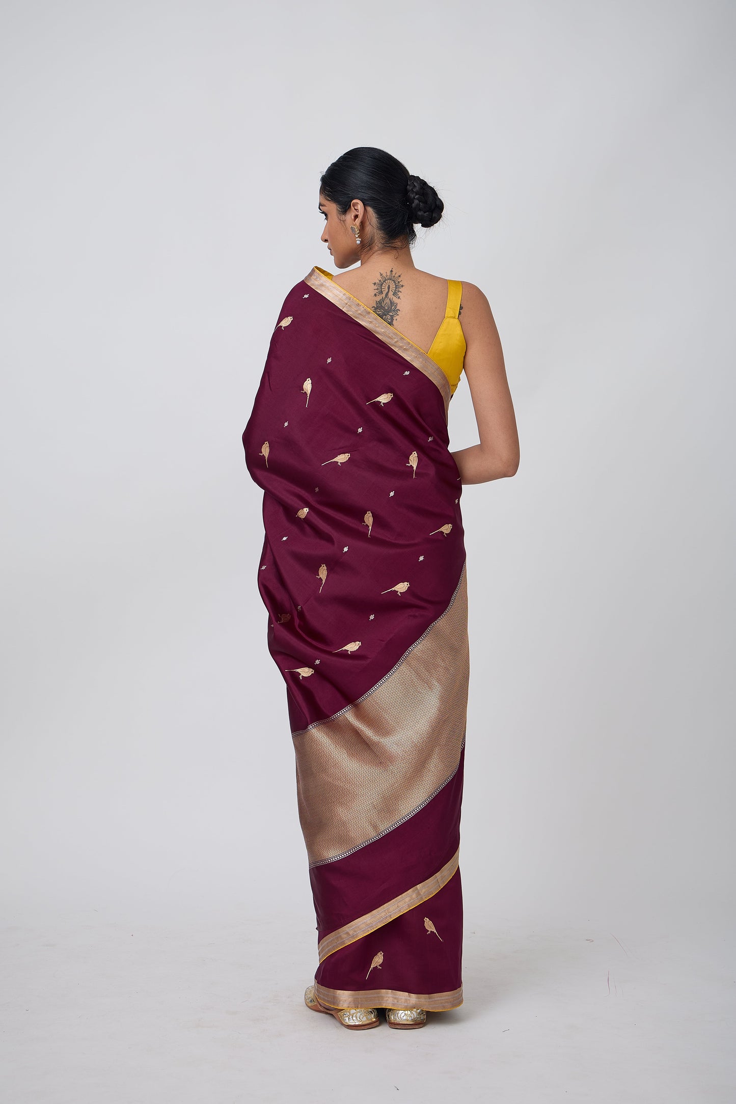 Booti - Wine Silk Saree