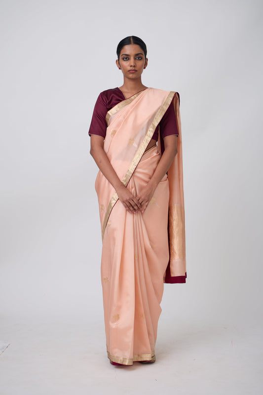 Booti - Peach Silk Saree