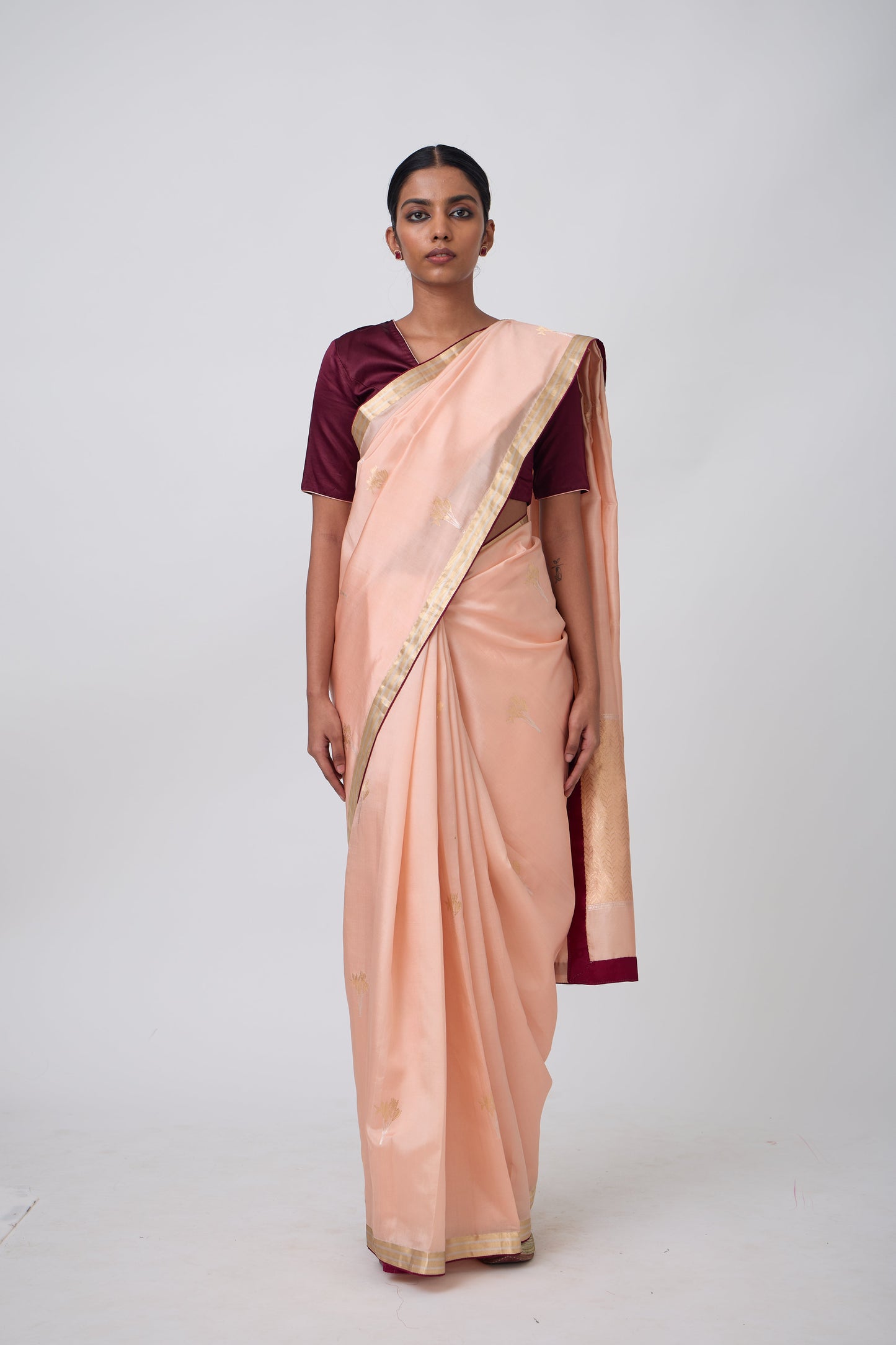 Booti - Peach Silk Saree