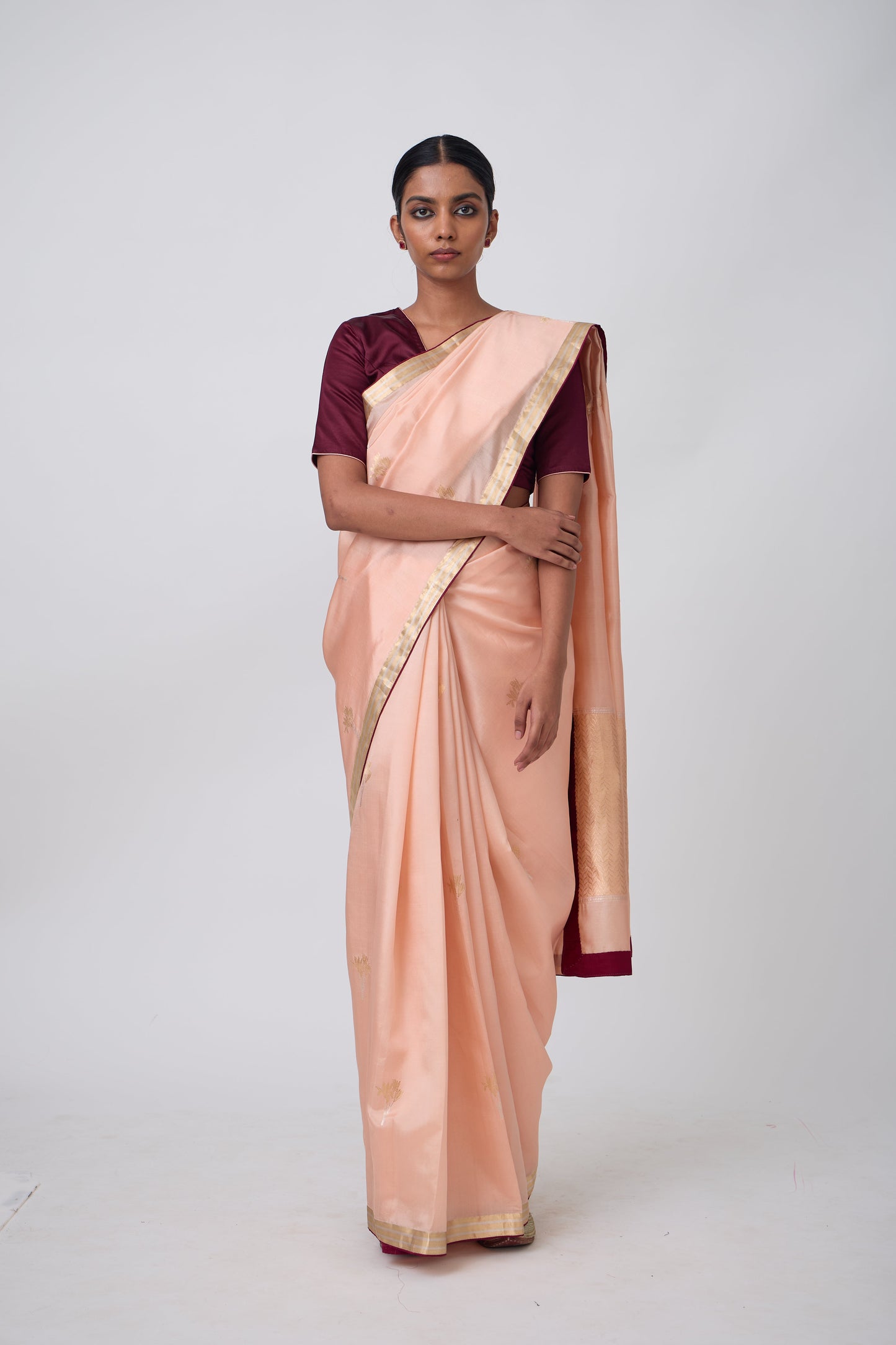 Booti - Peach Silk Saree