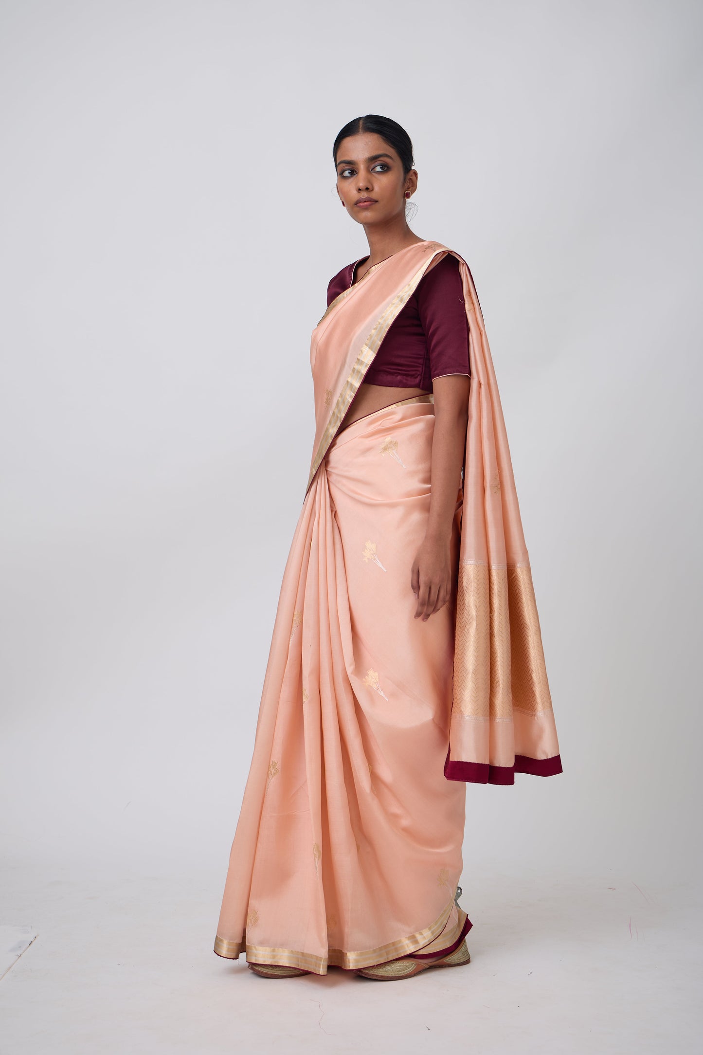 Booti - Peach Silk Saree