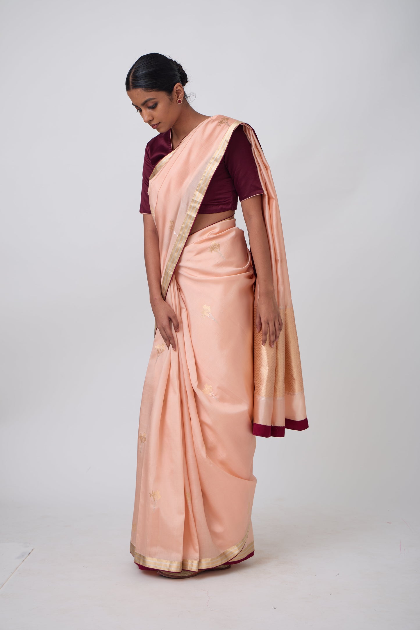 Booti - Peach Silk Saree