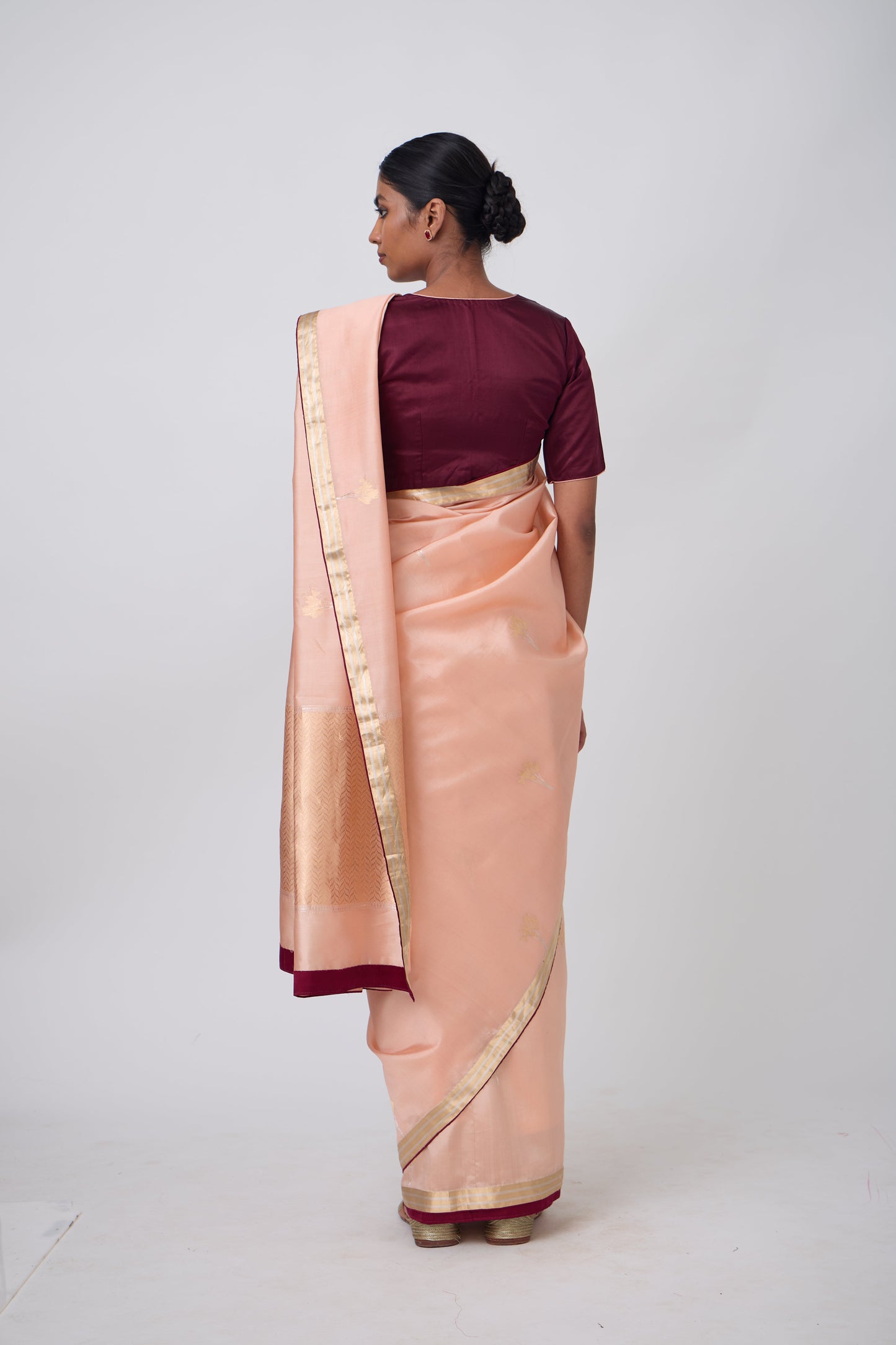 Booti - Peach Silk Saree
