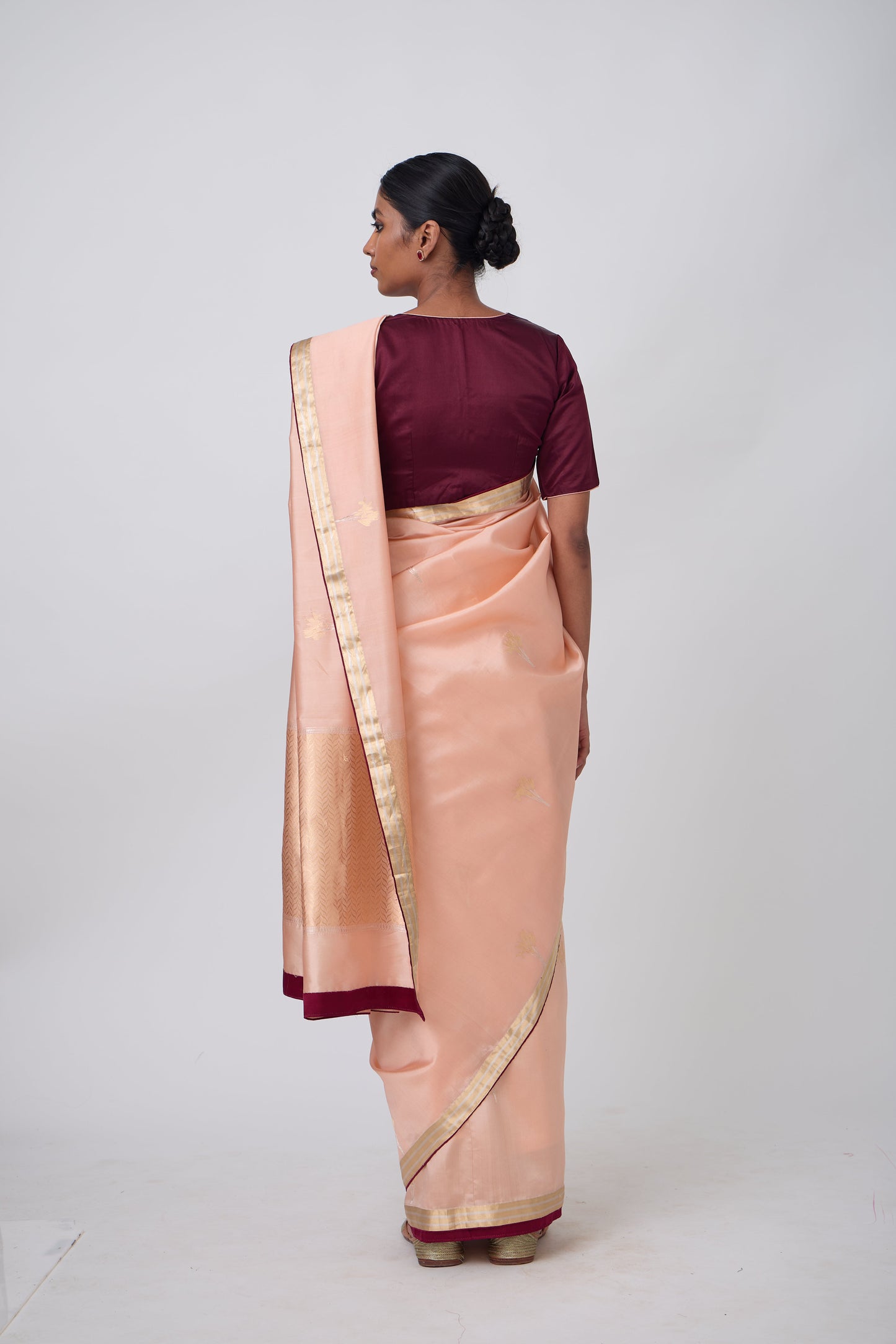 Booti - Peach Silk Saree