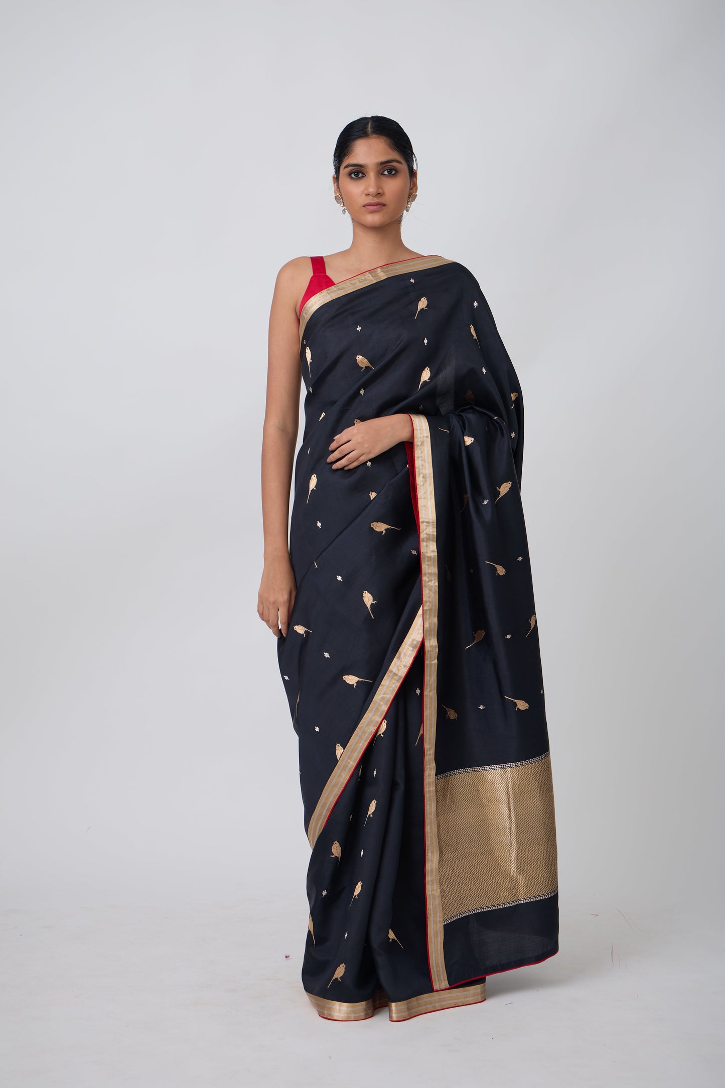 Booti - Black Silk Saree