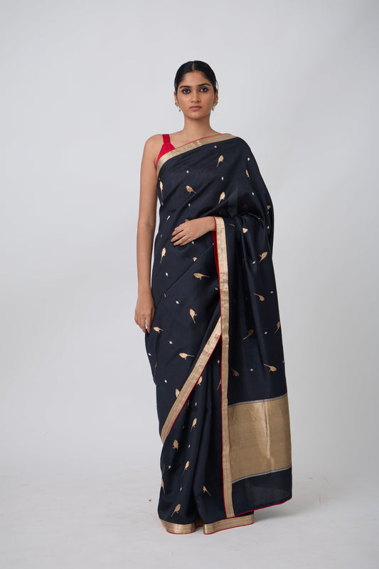 Booti - Black Silk Saree