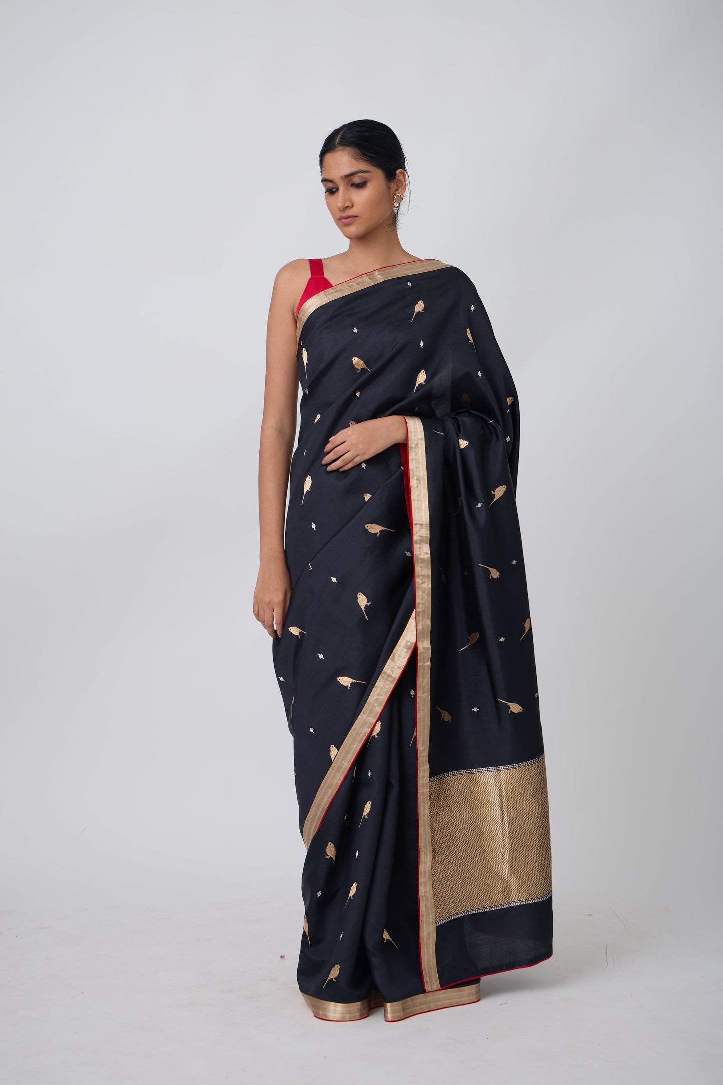 Booti - Black Silk Saree