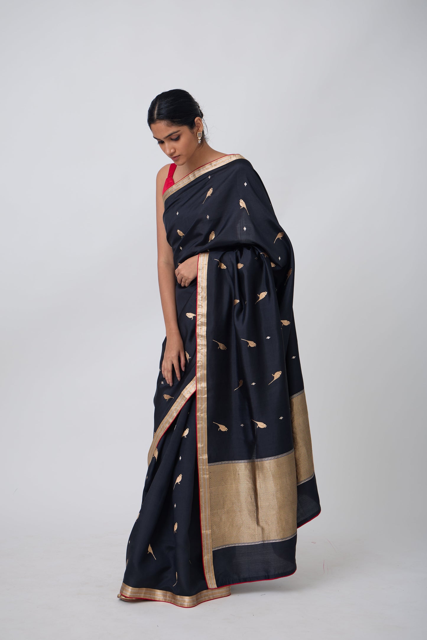 Booti - Black Silk Saree
