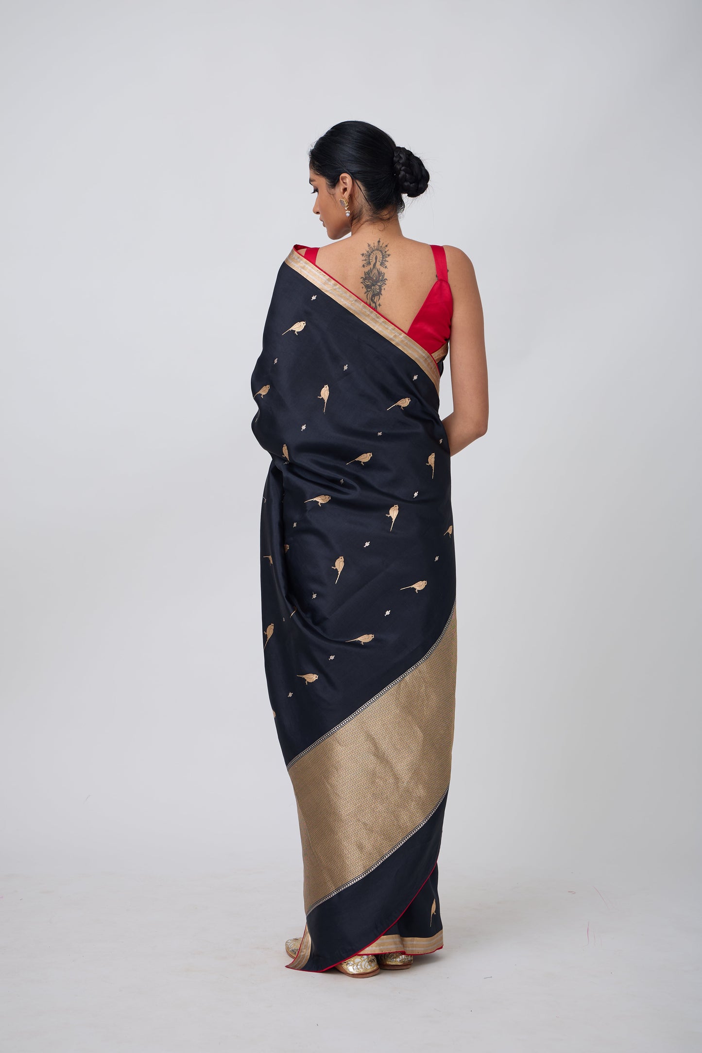 Booti - Black Silk Saree