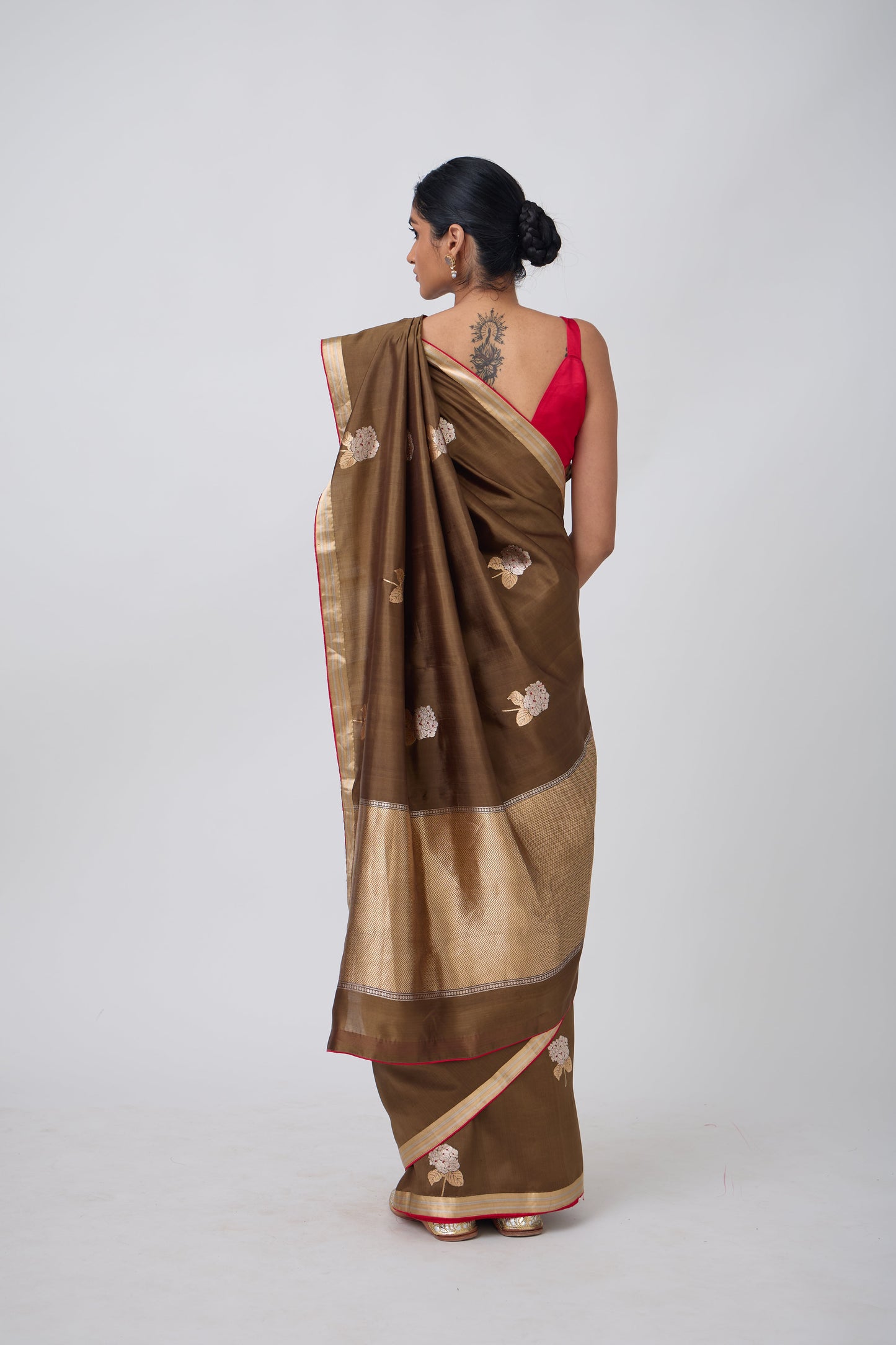 Booti - Brown Silk Saree