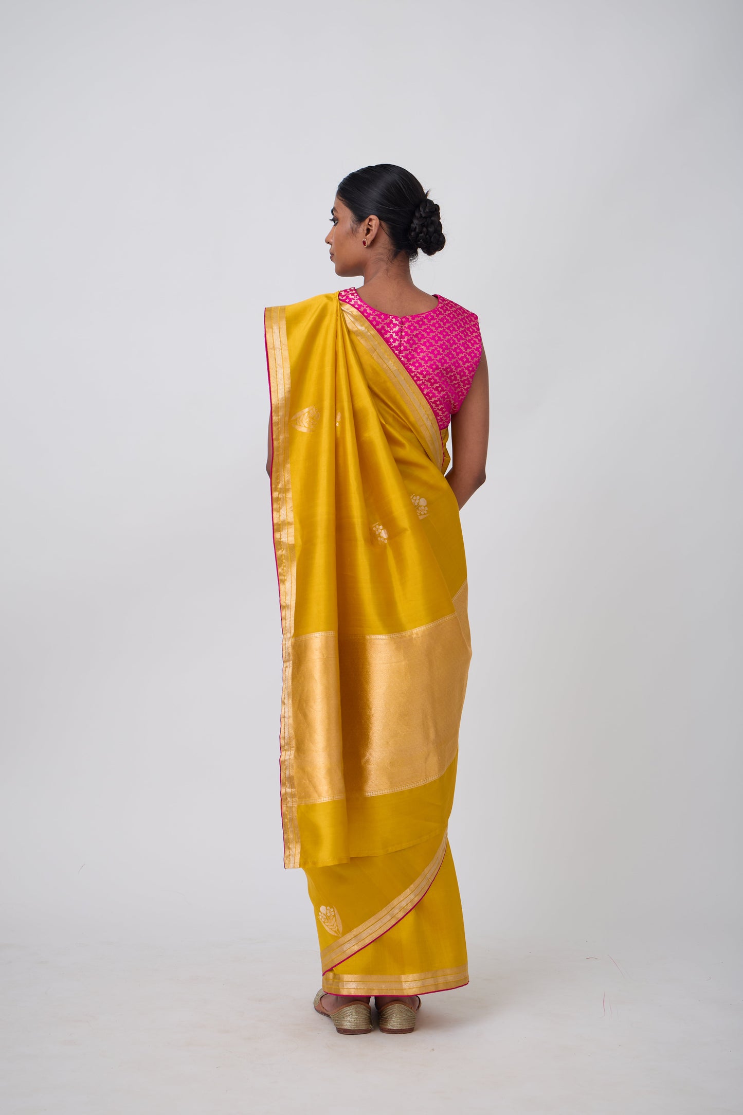 Booti - Mustard Silk Saree