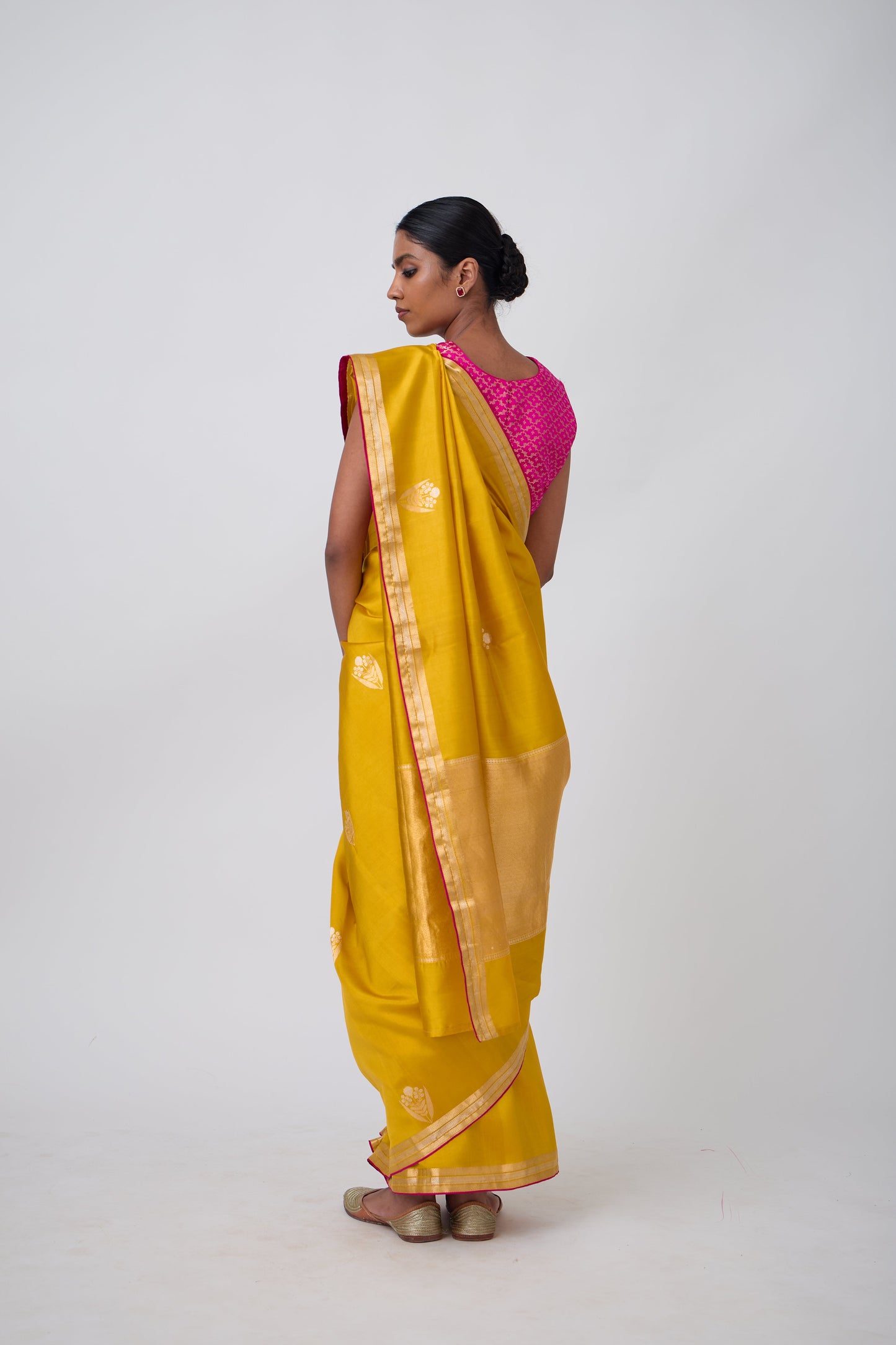 Booti - Mustard Silk Saree