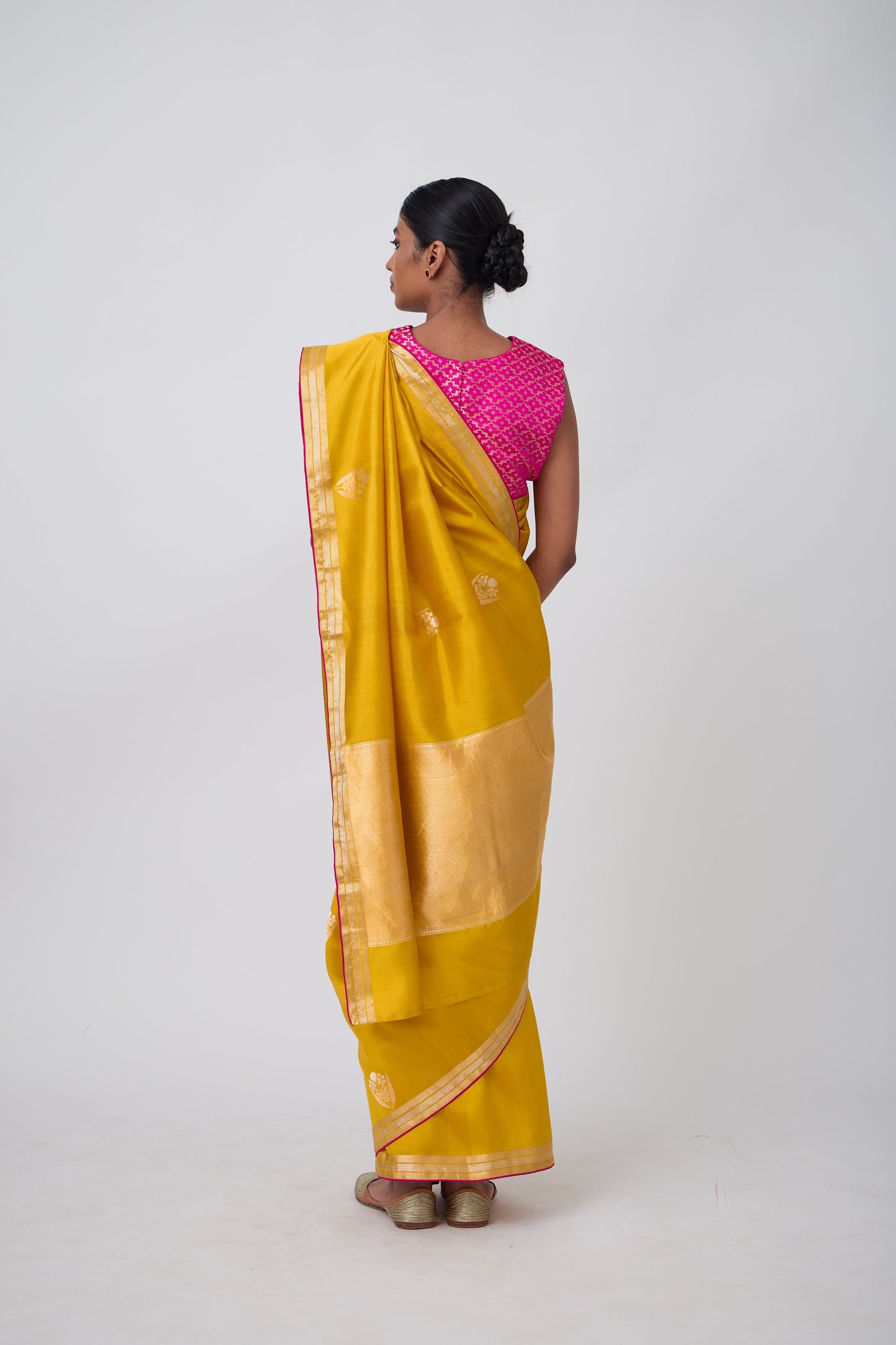 Booti - Mustard Silk Saree