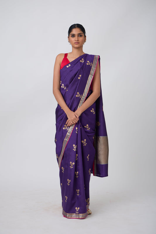 Booti - Purple Silk Saree