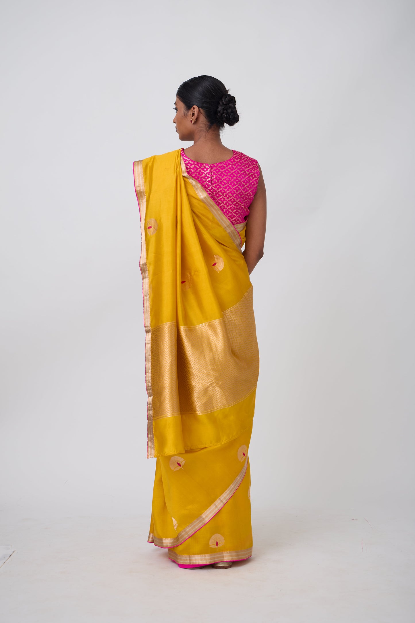 Booti - Mustard Silk Saree