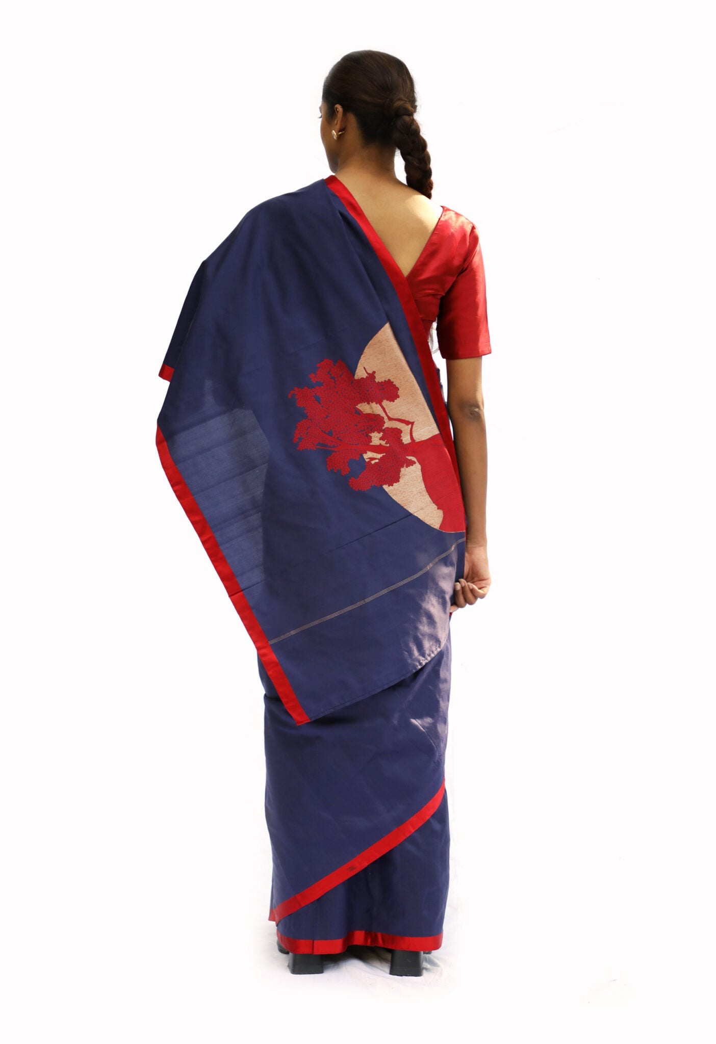 Iconic -Navy Blue Katan Silk Saree