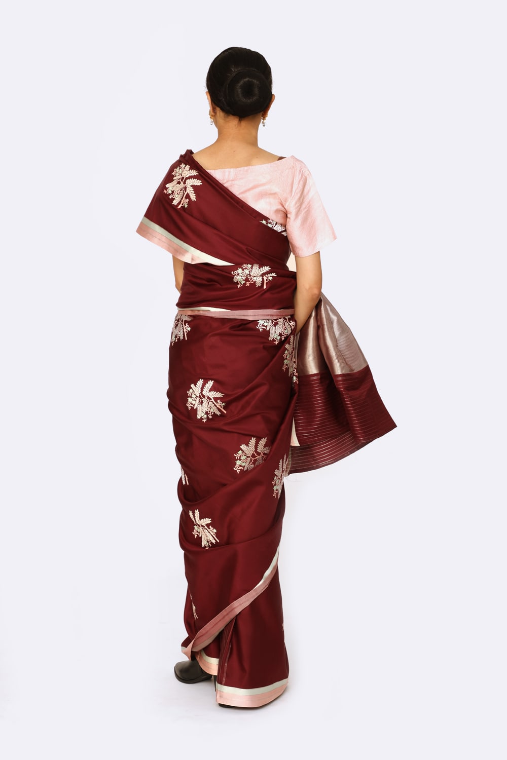 Prakriti - Wine Katan Silk Saree