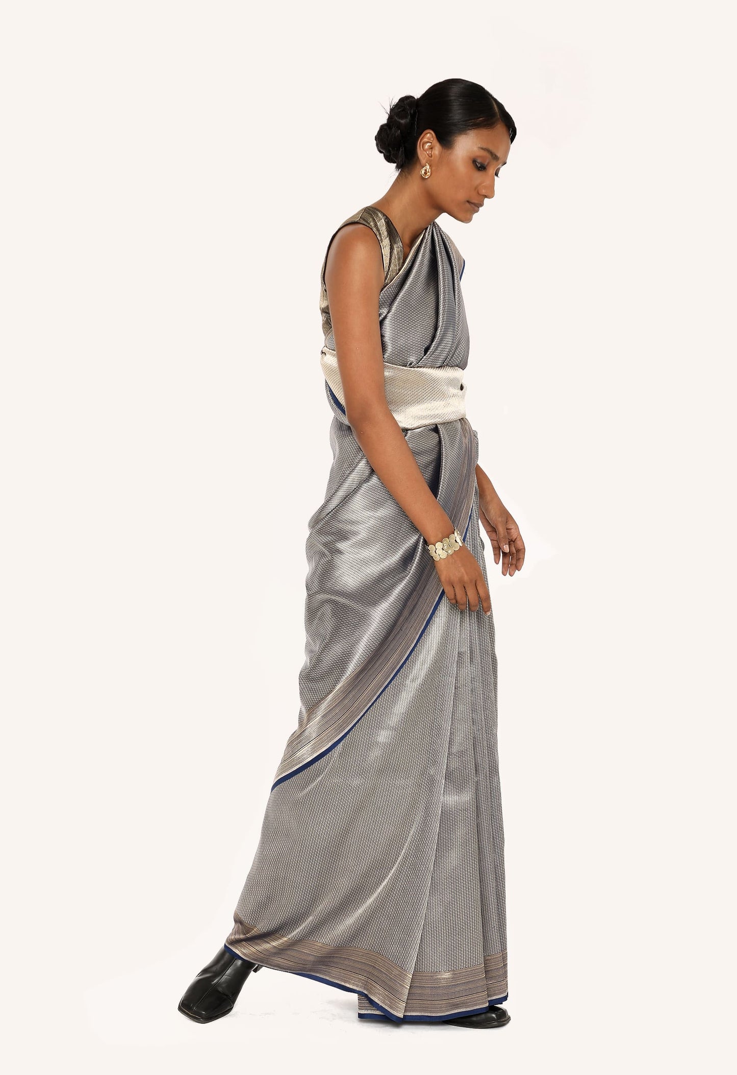 Dhari - BLUE GOLD SILVER JARI