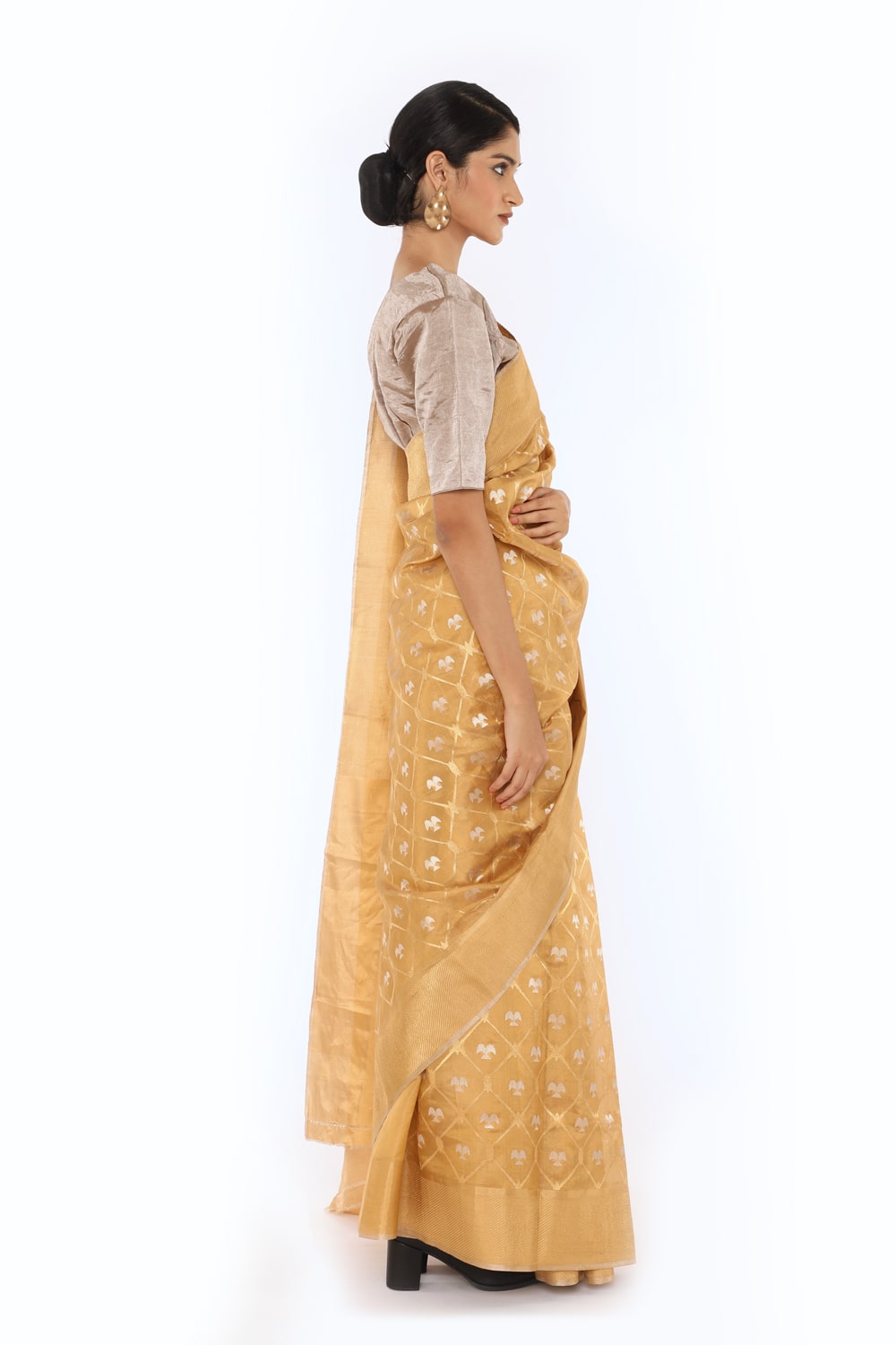 BOA -  Beige Chanderi Silk Saree
