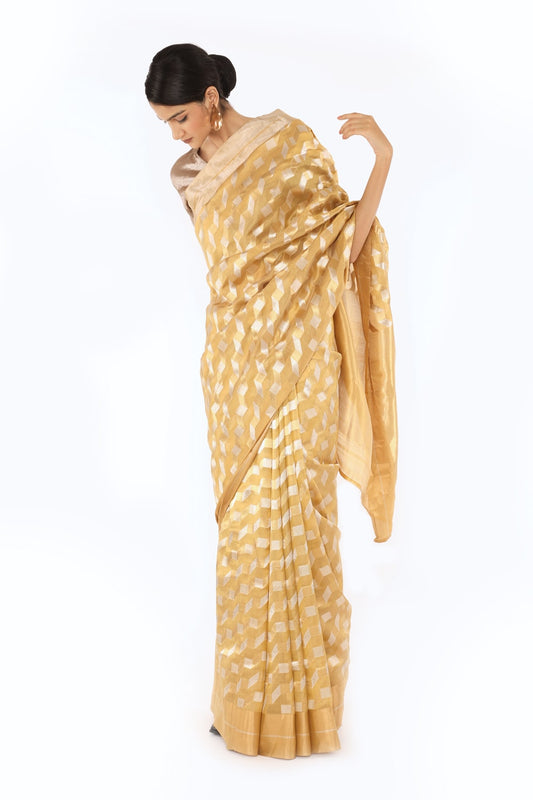 BOA -  Beige Chanderi Silk Saree