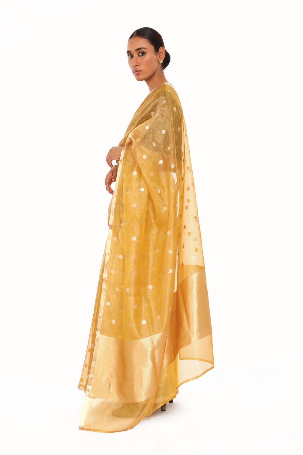 BOA -  Mustard Organze Tissue Saree