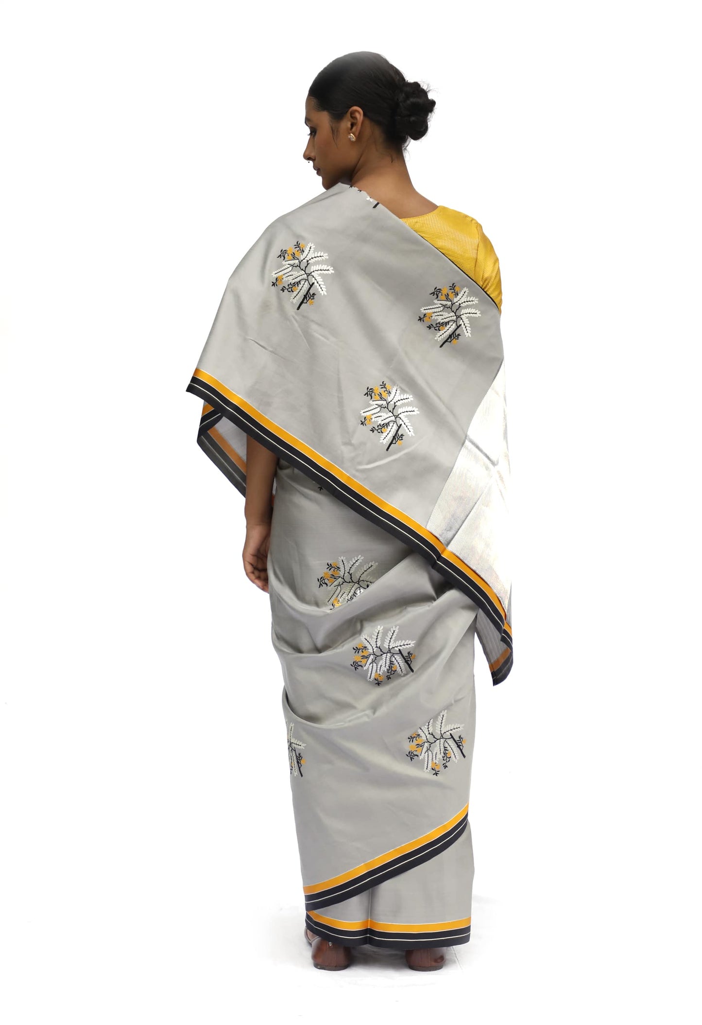 Prakriti - Grey Katan Silk Saree