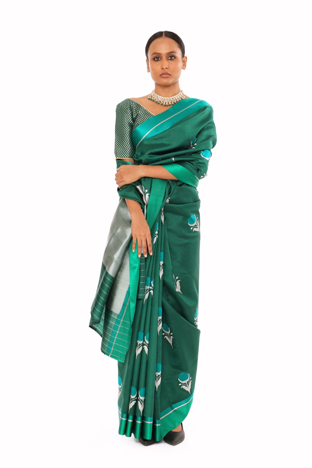 Prakriti - Green Katan Silk Saree