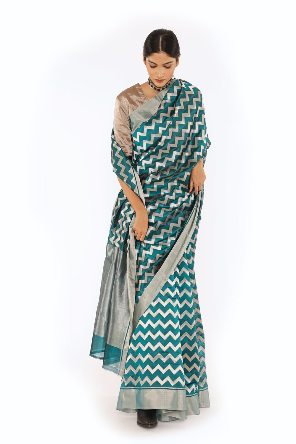 BOA -  Green Chanderi Silk