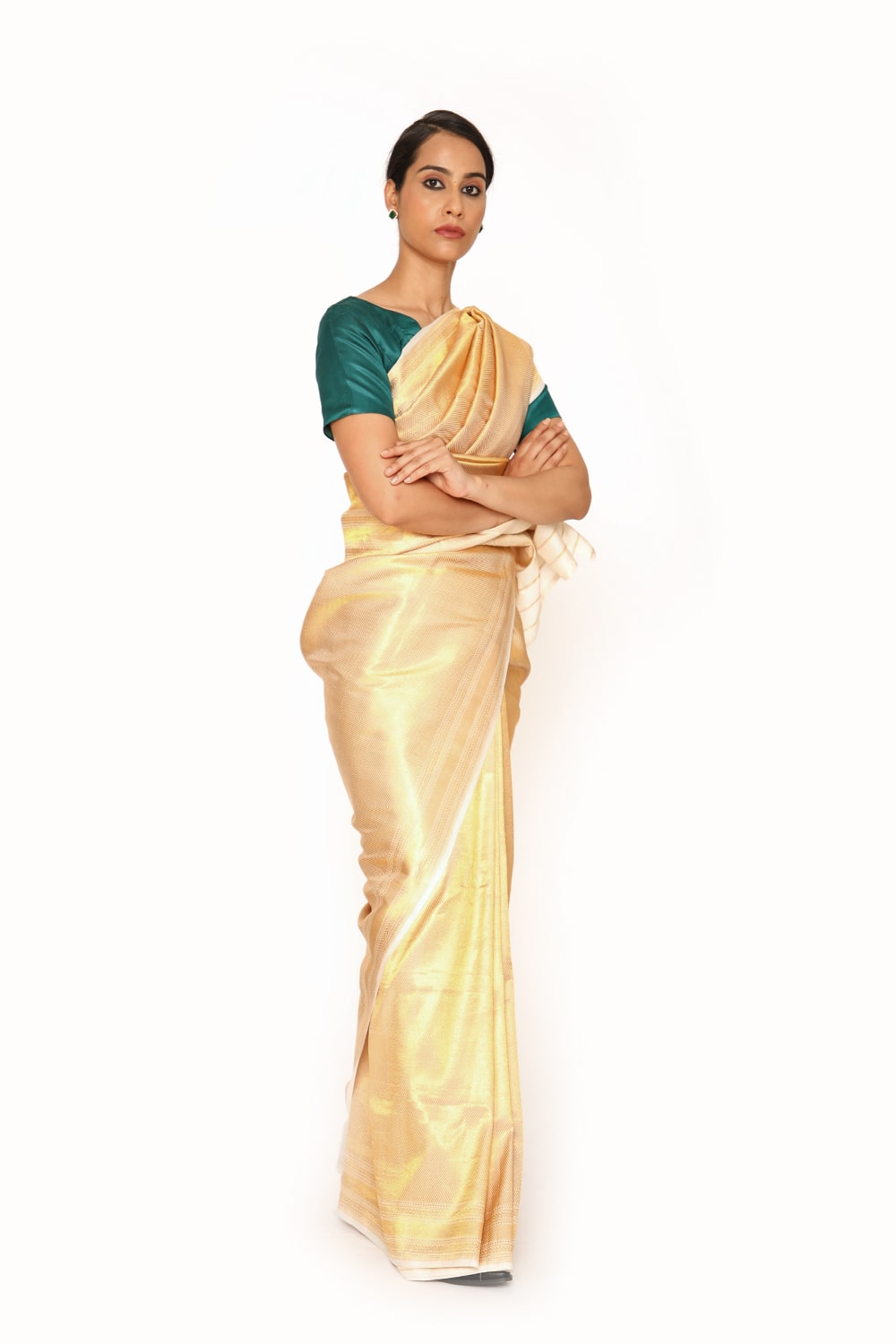 DHARA - golden beige mashru silk saree