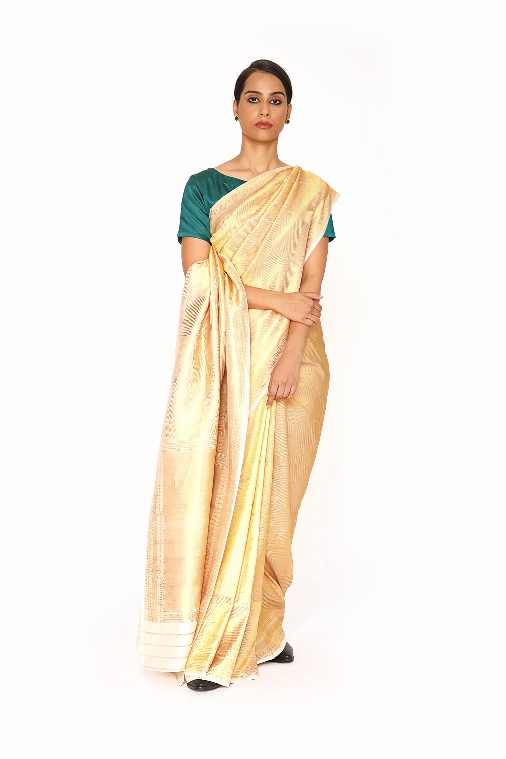 DHARA - golden beige mashru silk saree