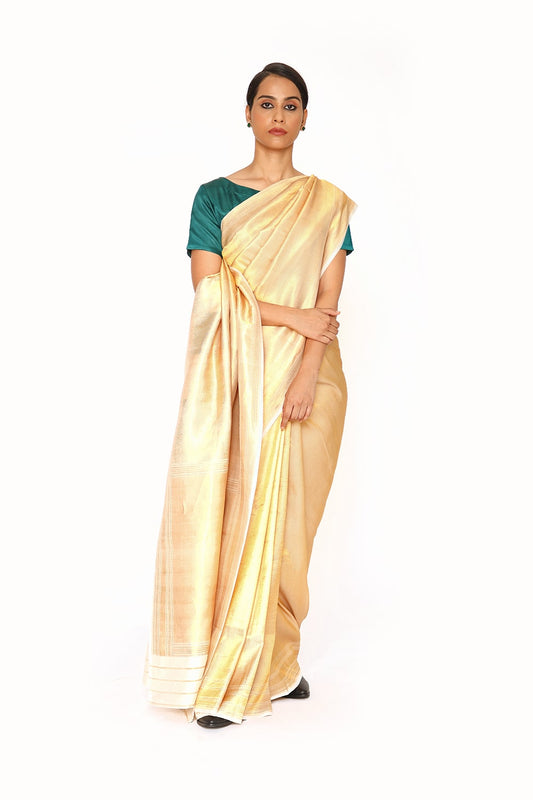 DHARA - golden beige mashru silk saree
