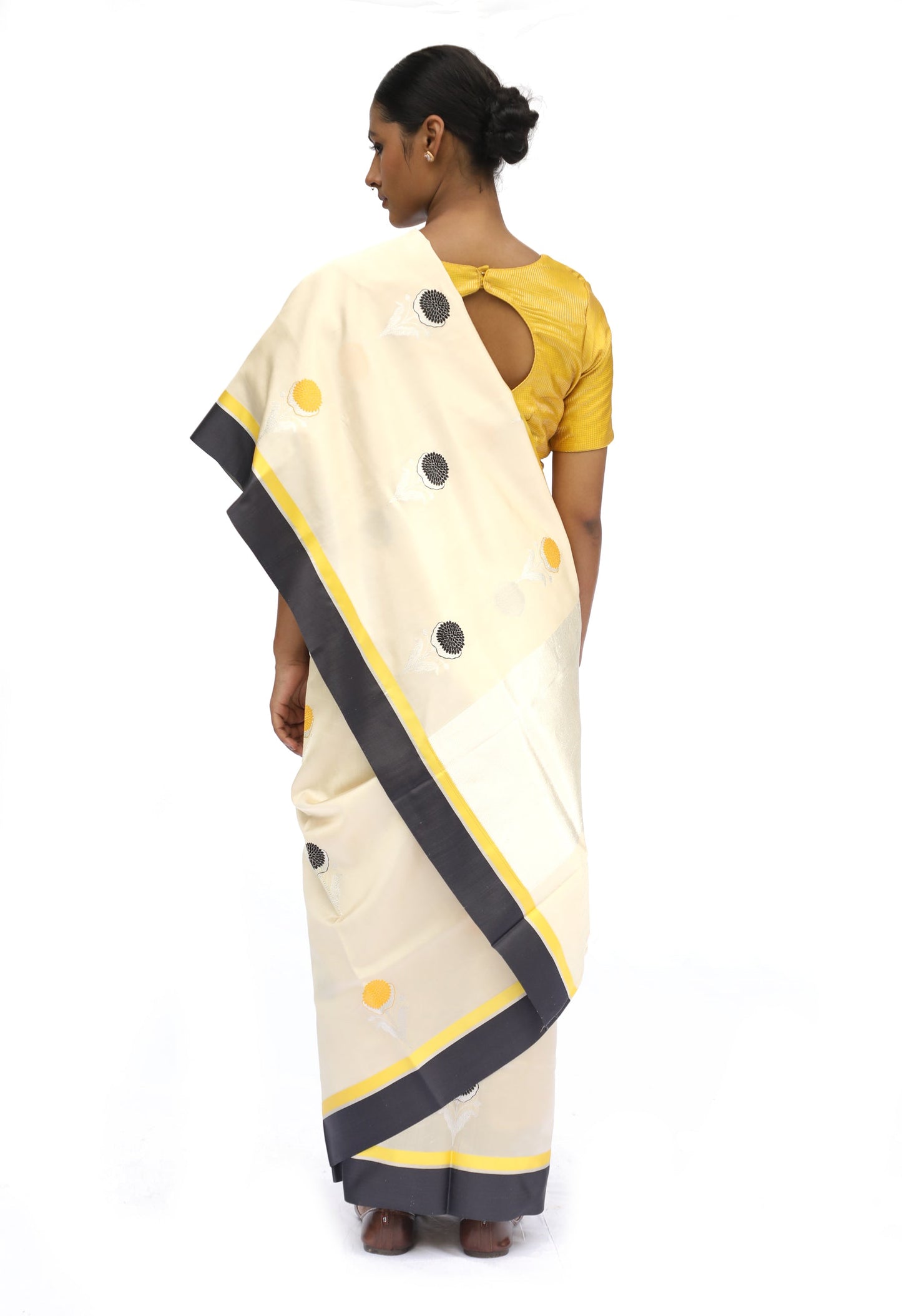 Prakriti - Beige Katan Silk Saree