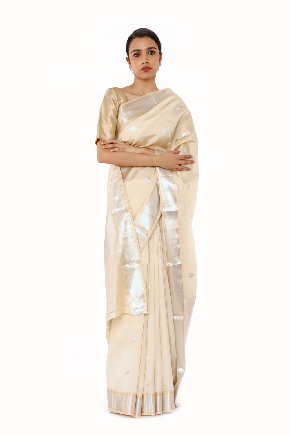 BOA -  Beige Chanderi Silk Saree