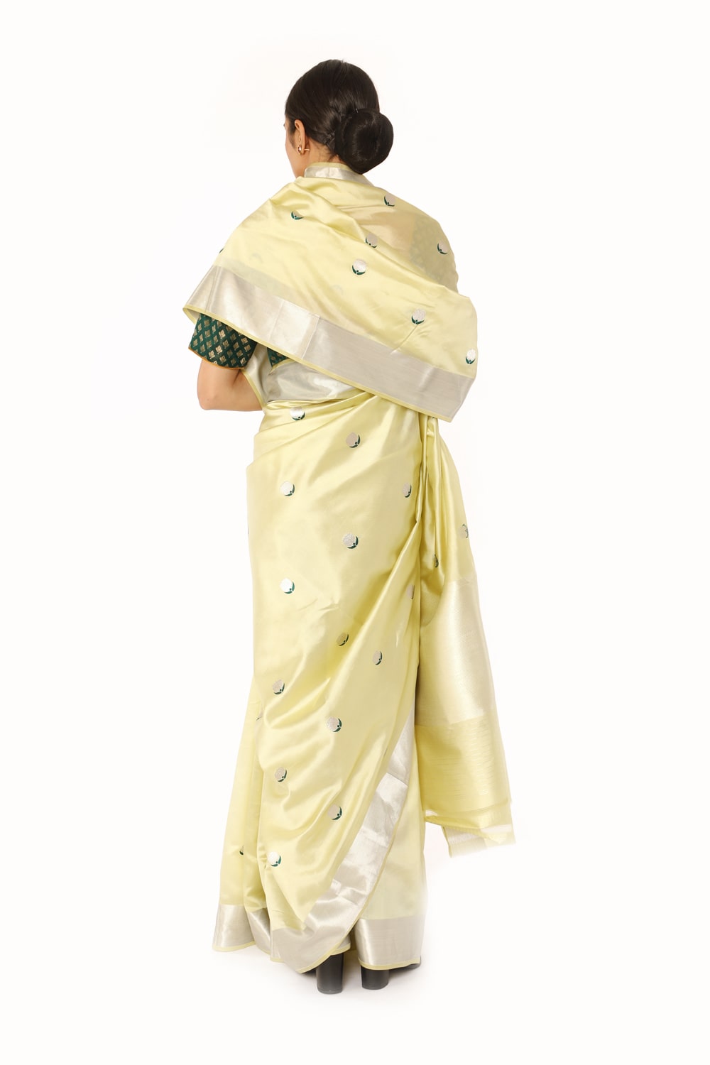 DALAJA - lemon yellow katan silk saree