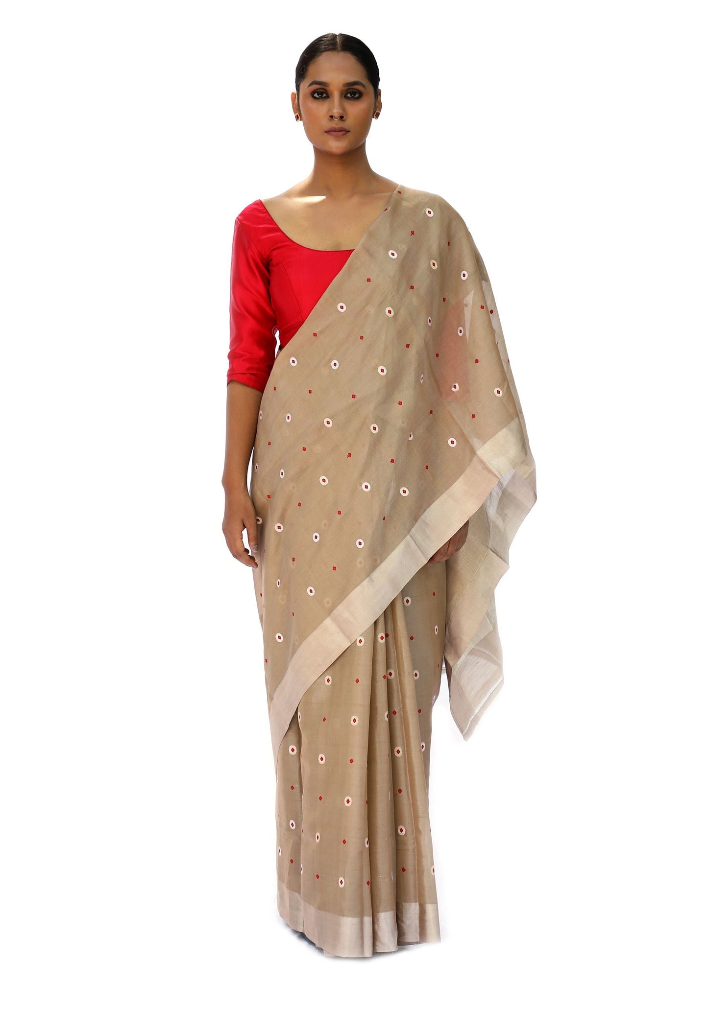 BOA -  Beige CottonTissue Saree