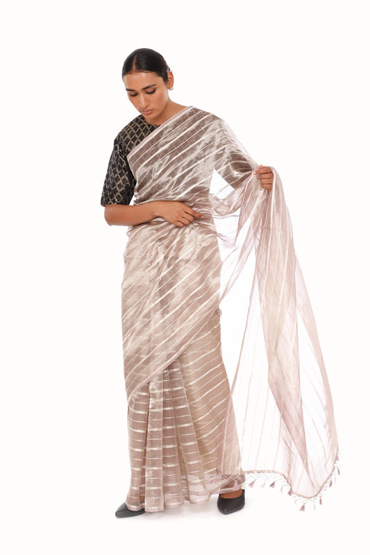 BOA -  Mauve Organze Tissue Saree