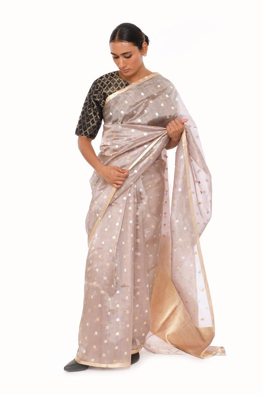 BOA -  Mauve Organze Tissue Saree