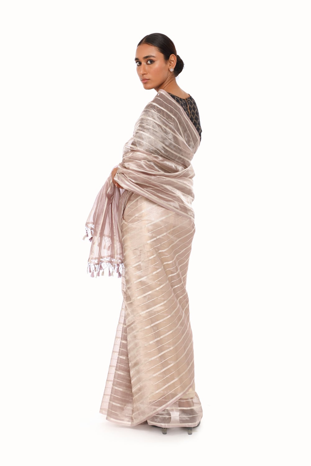 BOA -  Mauve Organze Tissue Saree