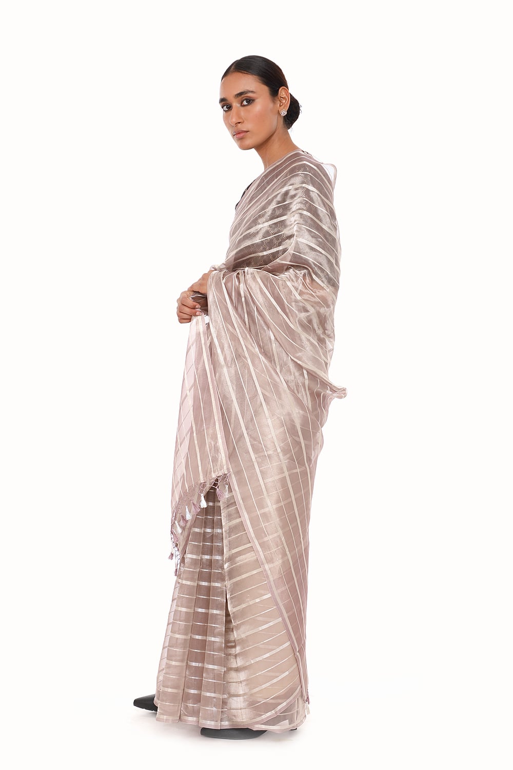 BOA -  Mauve Organze Tissue Saree