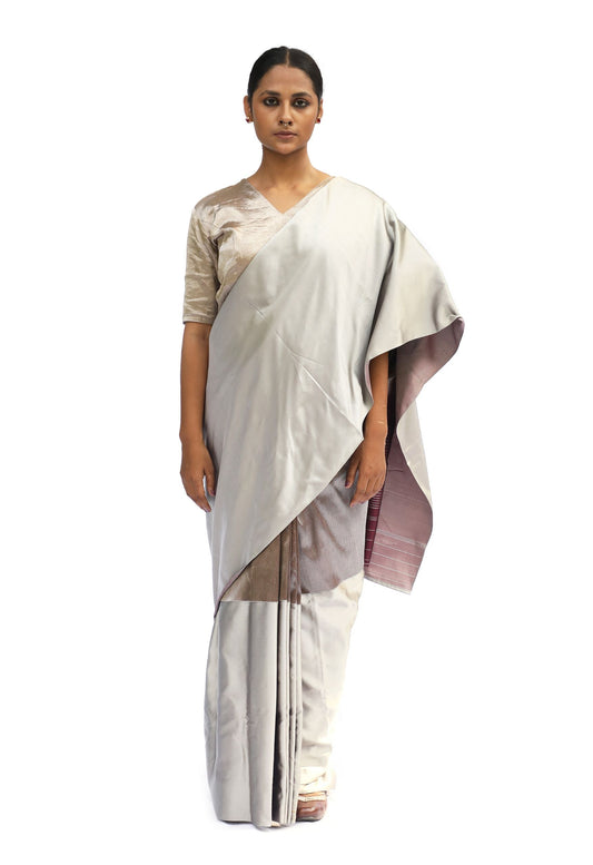 OMANA - mauve and mud gray mashru saree