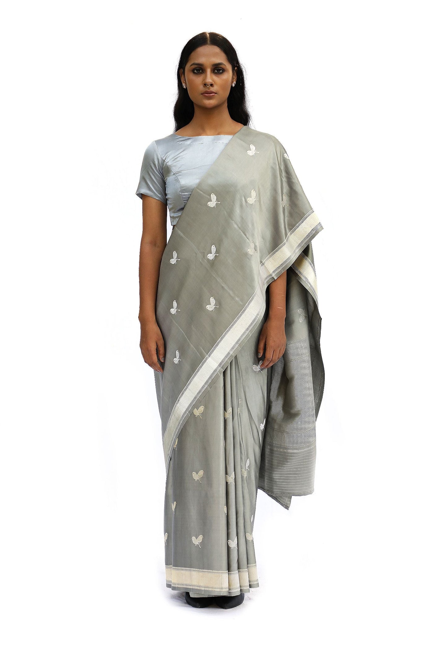 MM - GREY MASHRU SILK