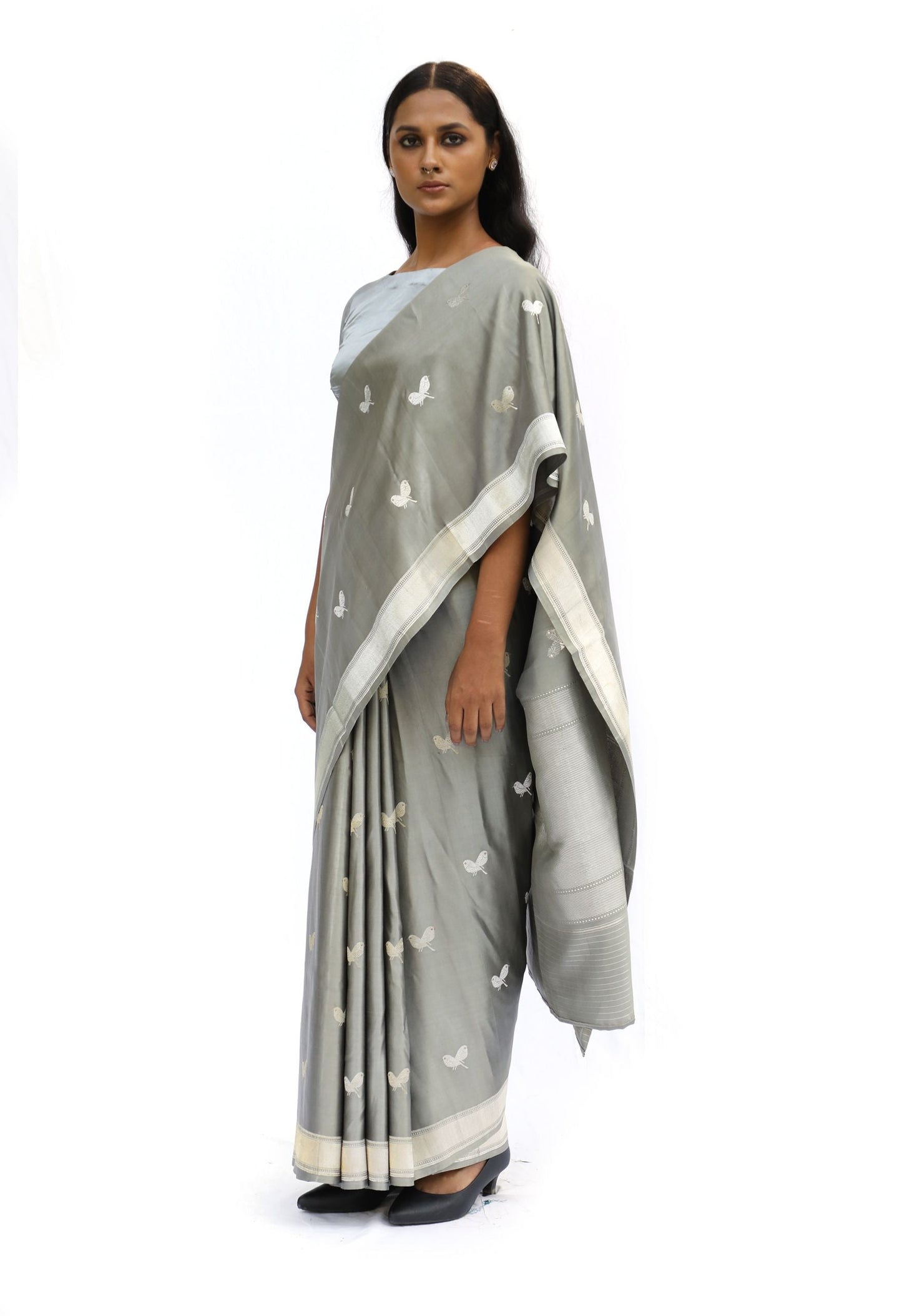 MM - GREY MASHRU SILK