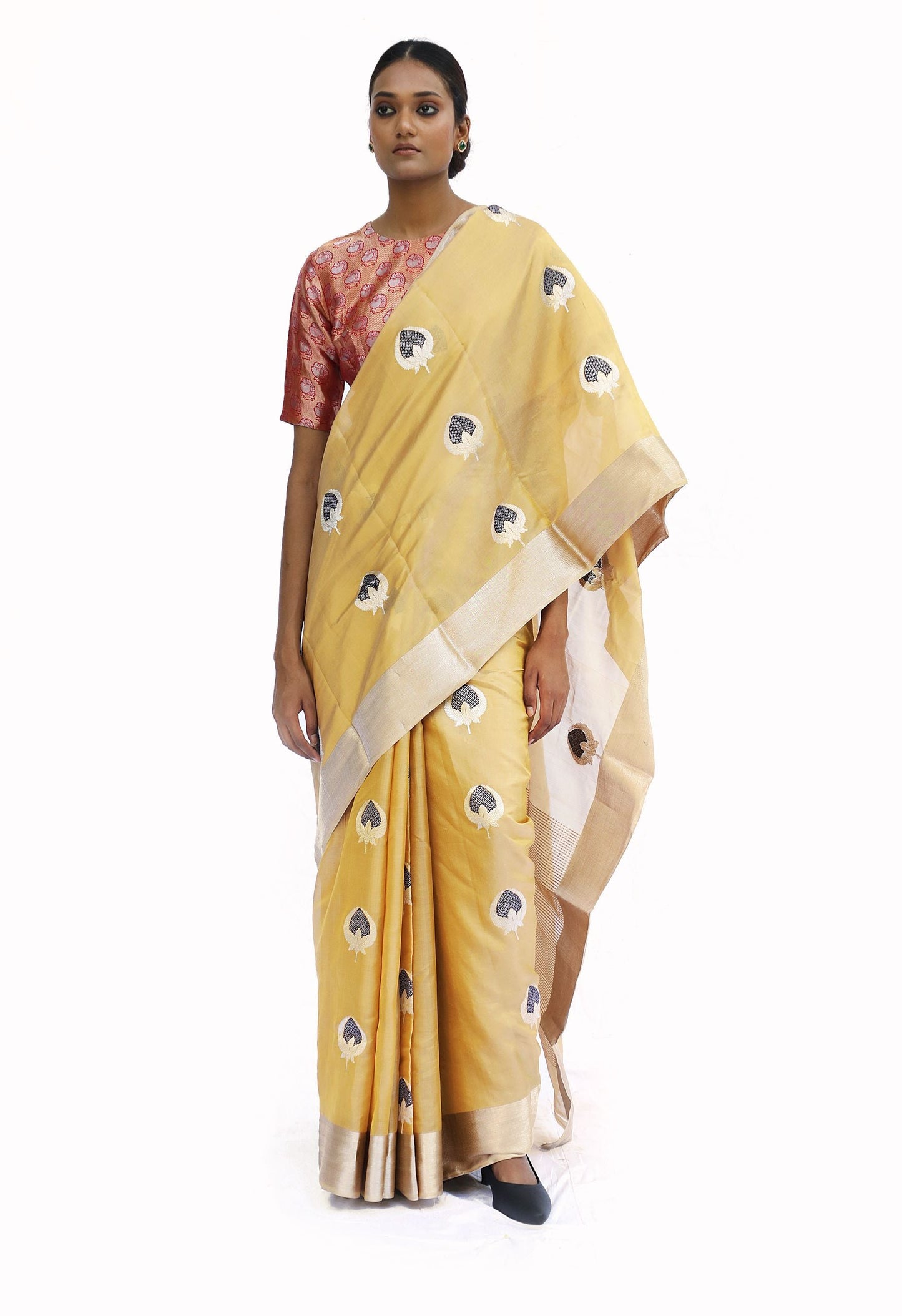 BOA -  Mustard Silk Tissue Saree