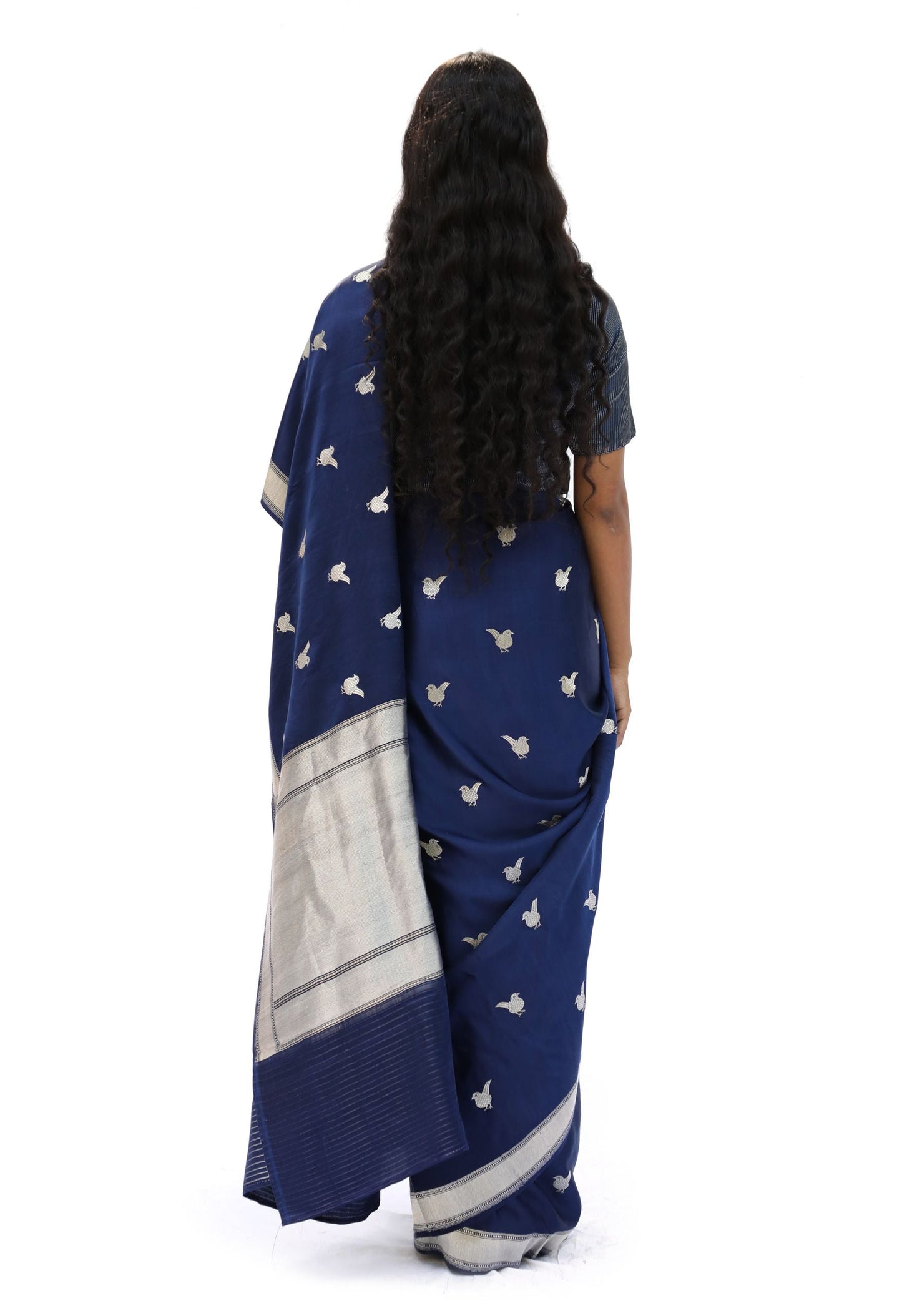 CHIDIYA  dark blue katan silk saree