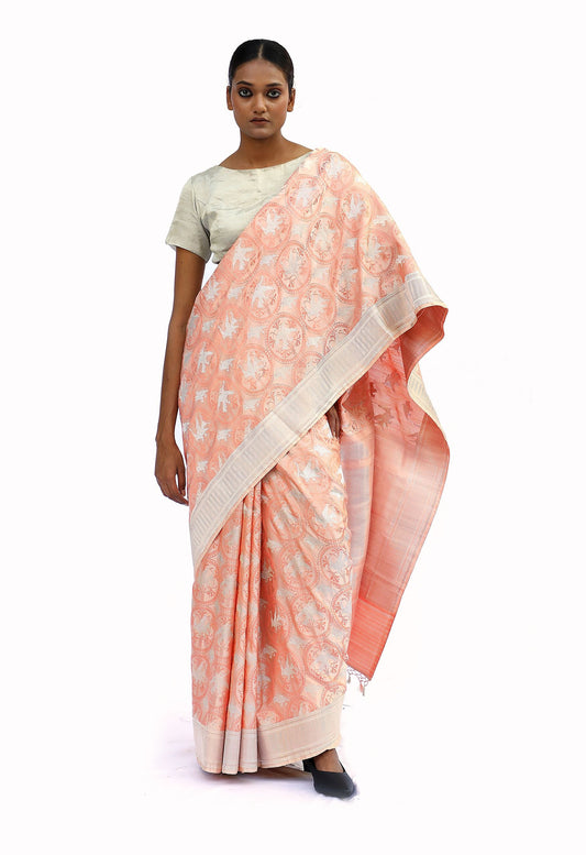 MM - PEACH MASHRU SILK