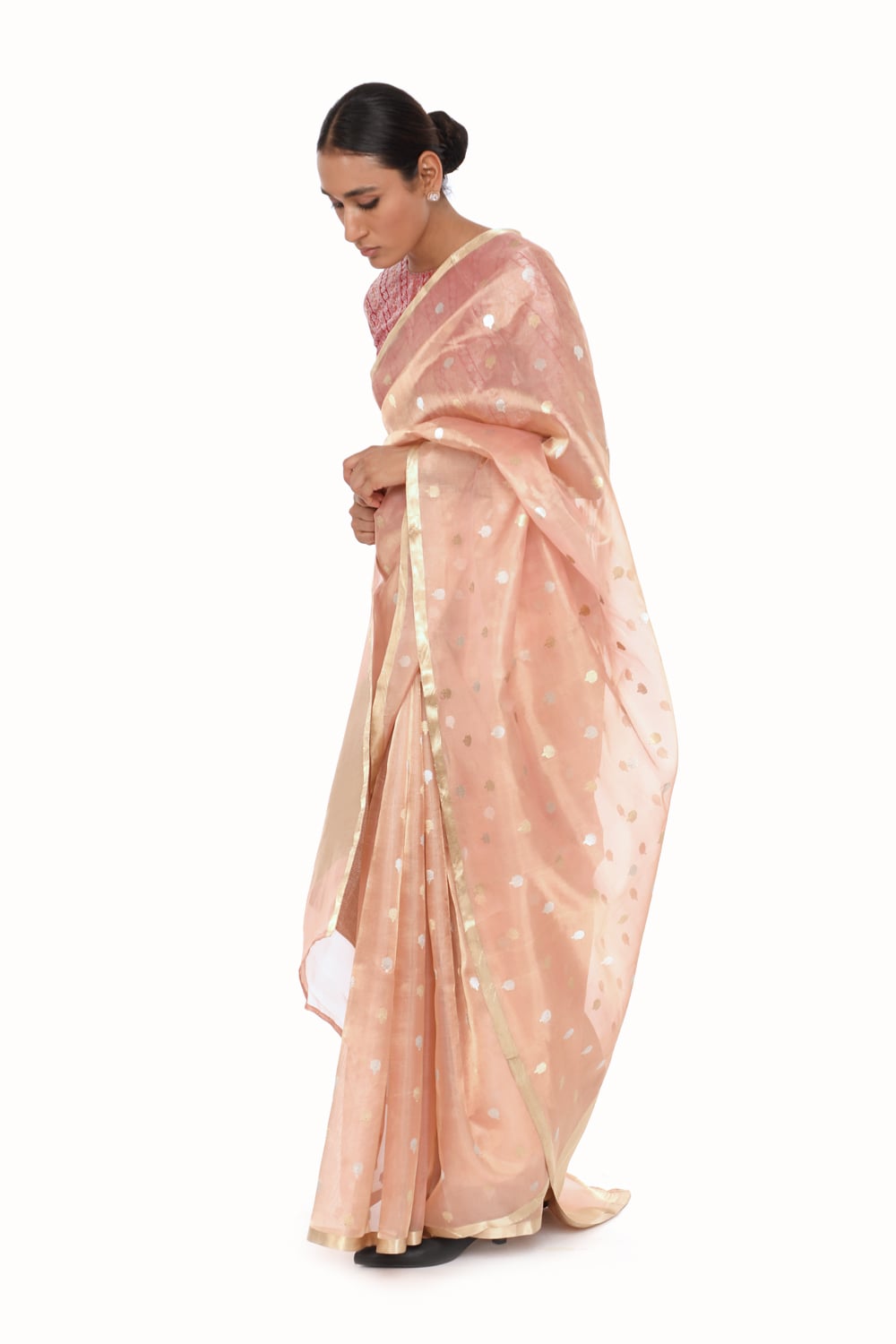 BOA -  Peach Organze Tissue Saree